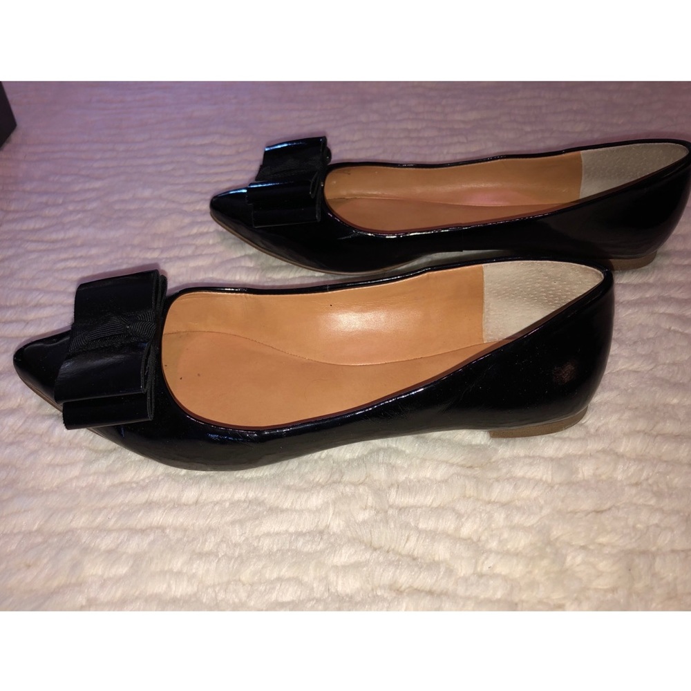 SALE J Crew Emery Black Patent Bow Flats